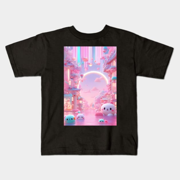 Pink Kawaii aesthetic art Kids T-Shirt by Spaceboyishere